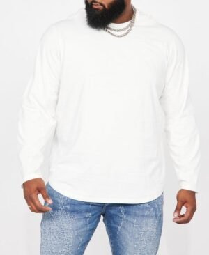 Men’s Curved Hem Long Sleeve T-Shirt – Premium Streetwear Essential