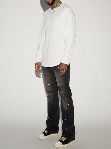 Men’s Curved Hem Long Sleeve T-Shirt – Premium Streetwear Essential