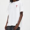 Red Cross Embroidered Oversized White T-Shirt