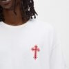 Red Cross Embroidered Oversized White T-Shirt