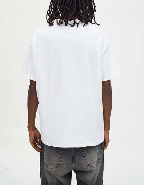 Red Cross Embroidered Oversized White T-Shirt