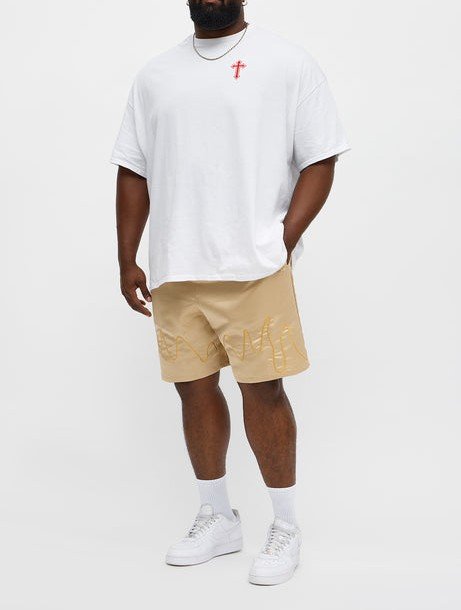 Red Cross Embroidered Oversized White T-Shirt