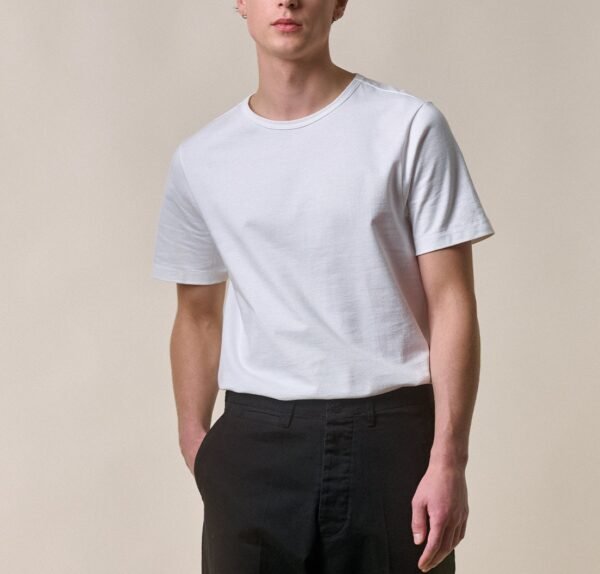Men's Classic White Crew Neck Heavyweight Cotton Basic Short Sleeve T-Shirt | Casual Everyday Staple Tee