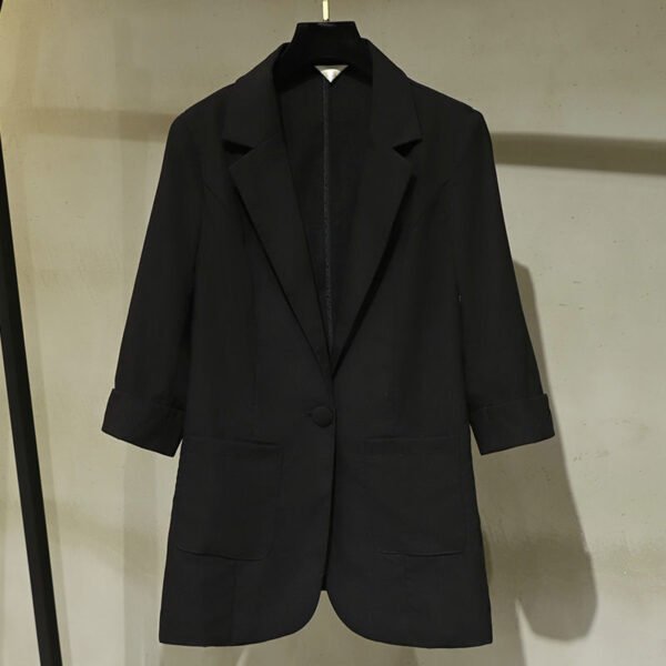 O1CN013zcCPr23wbtJrwAdX_!!2926357320-0-cib Women 3/4 Rolled Sleeve Blazer, Casual Lightweight One Button Suit Jacket with Pockets, Black & White