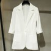 O1CN015a5fF723wbtFlIM72_!!2926357320-0-cib Women 3/4 Rolled Sleeve Blazer, Casual Lightweight One Button Suit Jacket with Pockets, Black & White