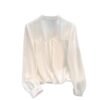 O1CN01fXO3P82KRn3gqwZI9_!!2219562299554-0-cib Women Lace Patchwork Stand Collar Blouse | Casual Loose Long Sleeve Crop Shirt