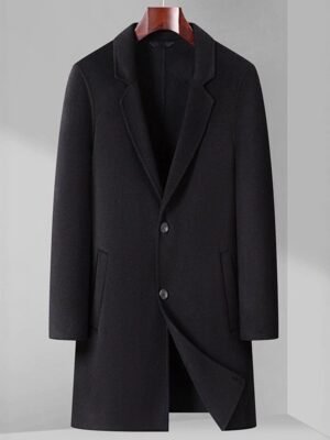 主图_01 Men's Double Sided Wool Coat Mid Length Business Overcoat