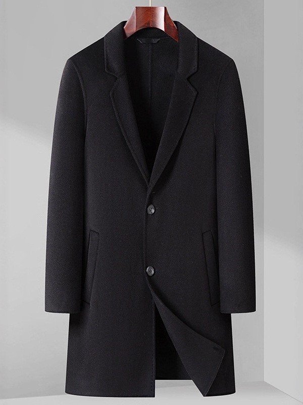 Men's Double Sided Wool Coat Mid Length Business Overcoat