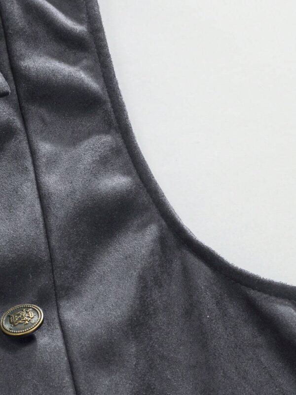 Men's Vintage Suede Double Breasted Waistcoat Formal Lapel Vest With Chain