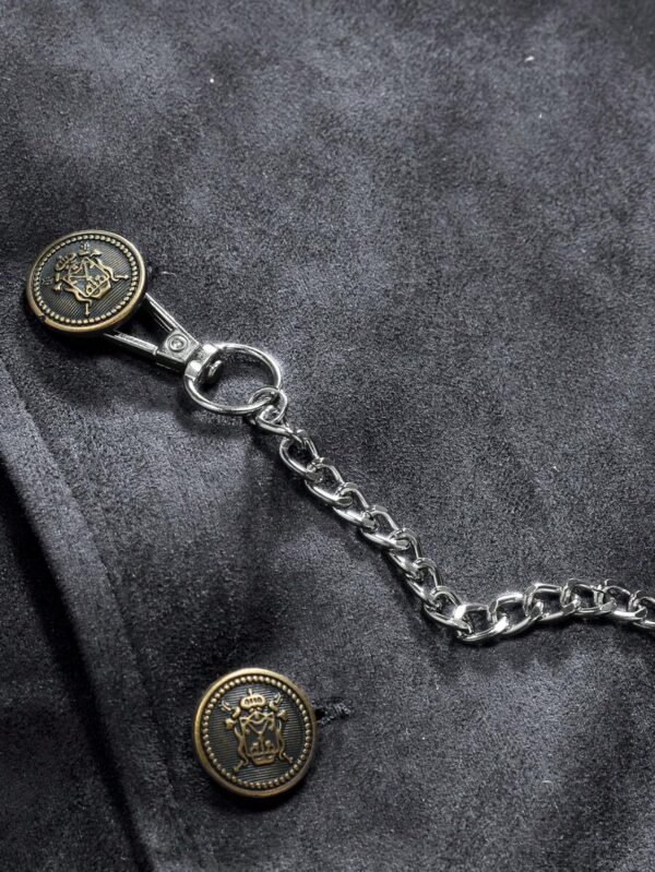 Men's Vintage Suede Double Breasted Waistcoat Formal Lapel Vest With Chain