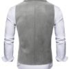 Men's Grey Faux Suede Double Breasted Lapel Waistcoat With Decorative Chain