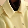 DM_20251225090006_003 Yellow Double Breasted Wool Blend Trench Coat | Women Mid Length Lapel Warm Overcoat
