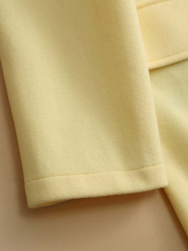 DM_20251225090006_004 Yellow Double Breasted Wool Blend Trench Coat | Women Mid Length Lapel Warm Overcoat