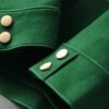 DM_20251225090123_005 Women Vintage Green Wool Blend Short Coat | Lapel Gold Button Casual Jacket