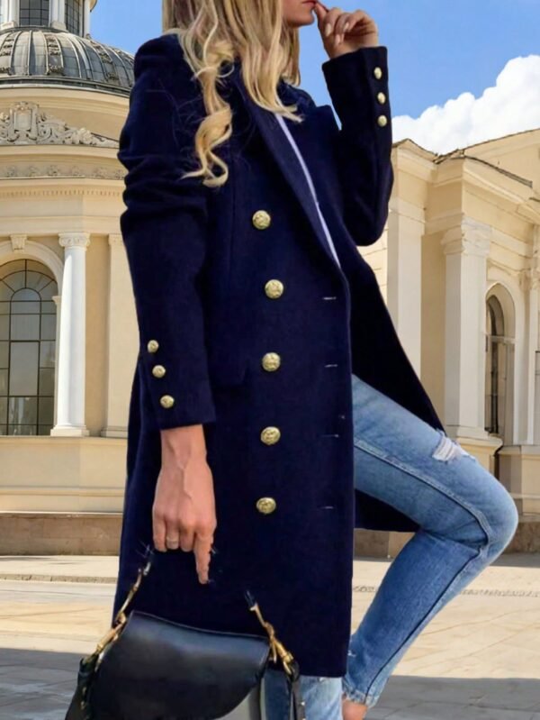 DM_20251225090536_001 Women’s Navy Double-Breasted Longline Coat