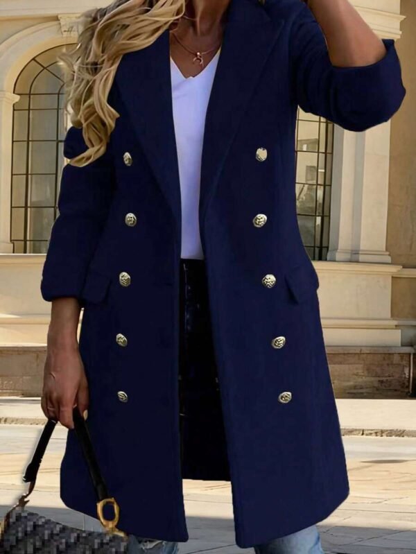 DM_20251225090536_004 Women’s Navy Double-Breasted Longline Coat