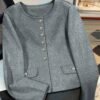 DM_20251225091121_001 Women’s Grey Collarless Button Jacket