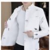 详情_04 Men's White Mandarin Collar Printed Blazer Slim Fit Casual Stand Collar Jacket