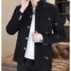 详情_12 Men's Chinese Stand Collar Embroidered Blazer Jacket, Slim Fit Casual Mandarin Collar Business Coat