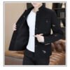 详情_13 Men's Chinese Stand Collar Embroidered Blazer Jacket, Slim Fit Casual Mandarin Collar Business Coat