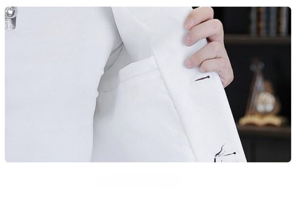 详情_20 Men's White Mandarin Collar Printed Blazer Slim Fit Casual Stand Collar Jacket
