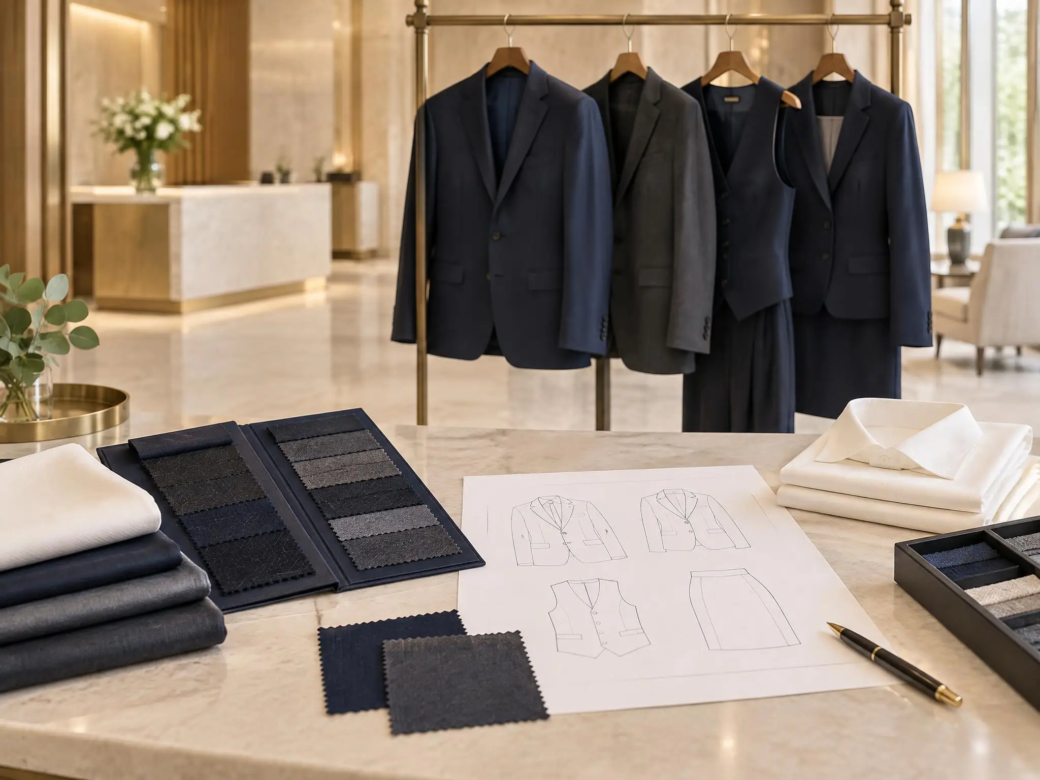 Hotel uniform samples and specification planning concept